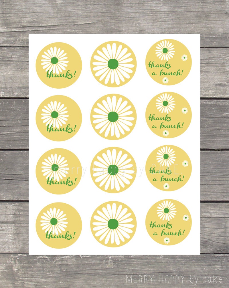 Daisy Bridal Shower Favor Tags "Thanks a Bunch"