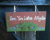 Alligator Crocodile Personalized sign Wood craft hanger den porch room kitchen bar decor home