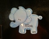 Elephant Personalized Magnet Or Ornament baby blue Christening birthday baptism favors