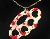 Small Bloody Love Heart Knuckles Resin Necklace Hand Painted