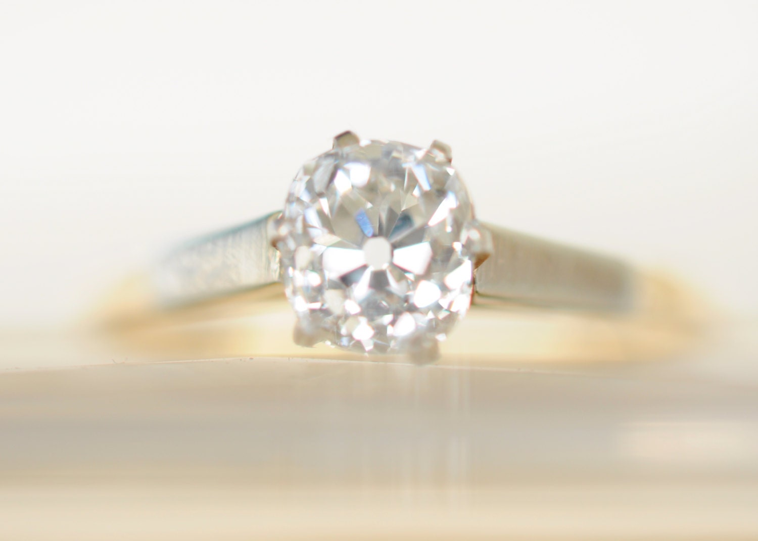 SALE /// 1920s Art Deco / 0.73ct diamond engagement ring / platinum and 18k gold // SPARKLES