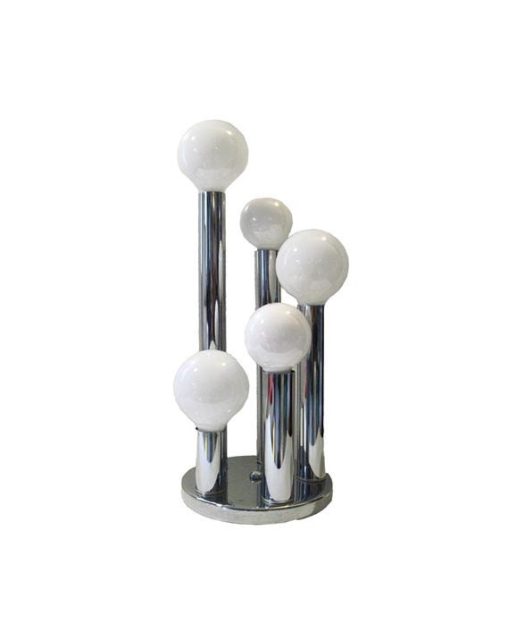 Vintage Chrome Table Lamp - Atomic Mod Mid Century Gradient Waterfall Lighting