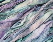 Recycled Silk Sari Ribbon - 10 yards of Hand Dyed Fiber in Hydrangea