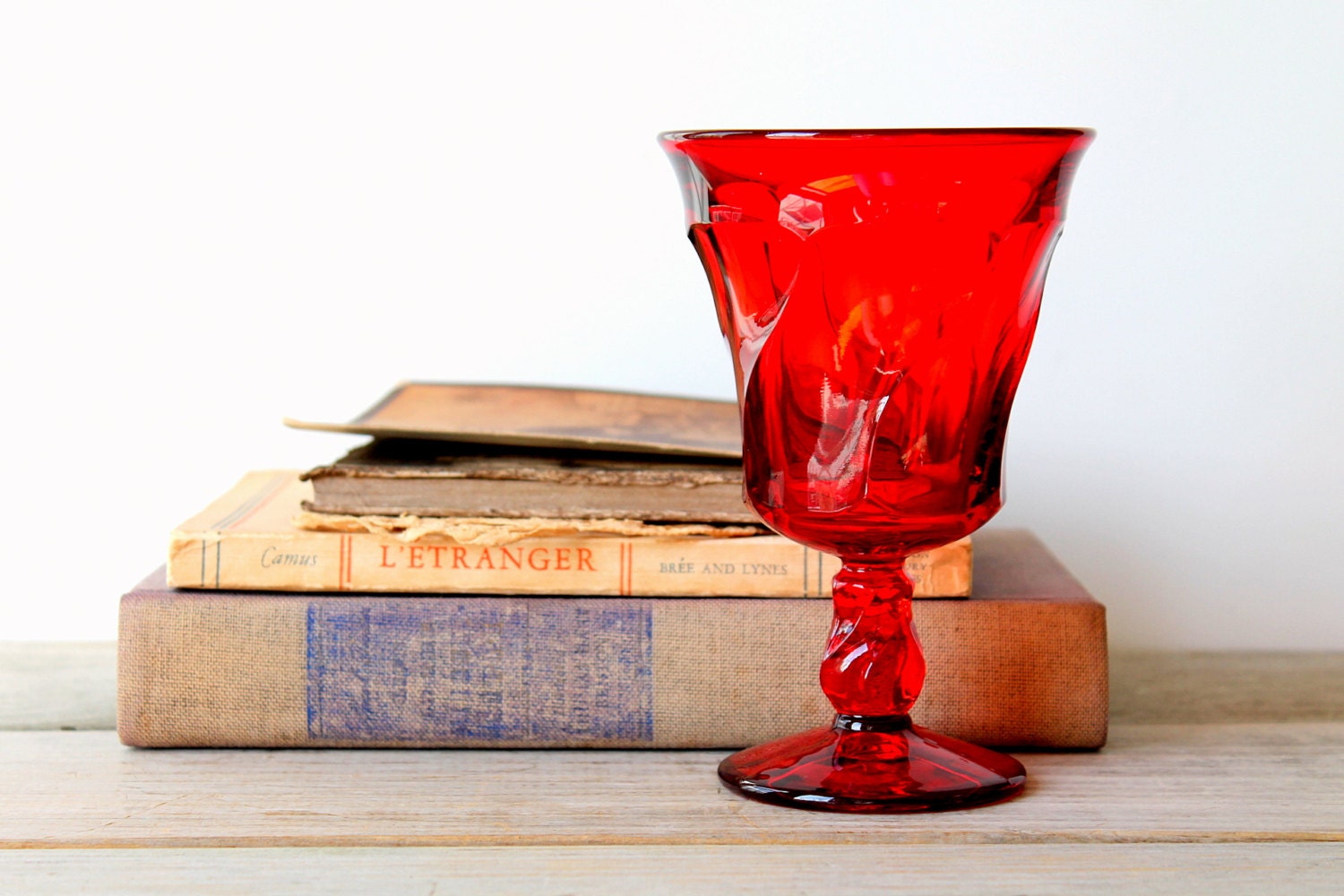 Vintage Jamestown Fostoria glass goblet / ruby red / mid century / collectible glass / American glass / home decor /  collector gift idea
