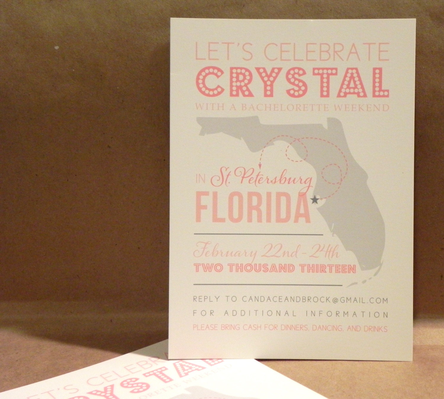 Any State Picture Save the Date / Bachelorette weekend / Custom Printed Poster Style Florida Fun Invitation / Custom by Darby Cards