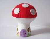 Mushroom house, Daisy Cottage, pincushion, collectible, toadstool house, fairy house