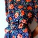 RESERVED Vtg Retro Orange Floral Printed Navy Belted Dress