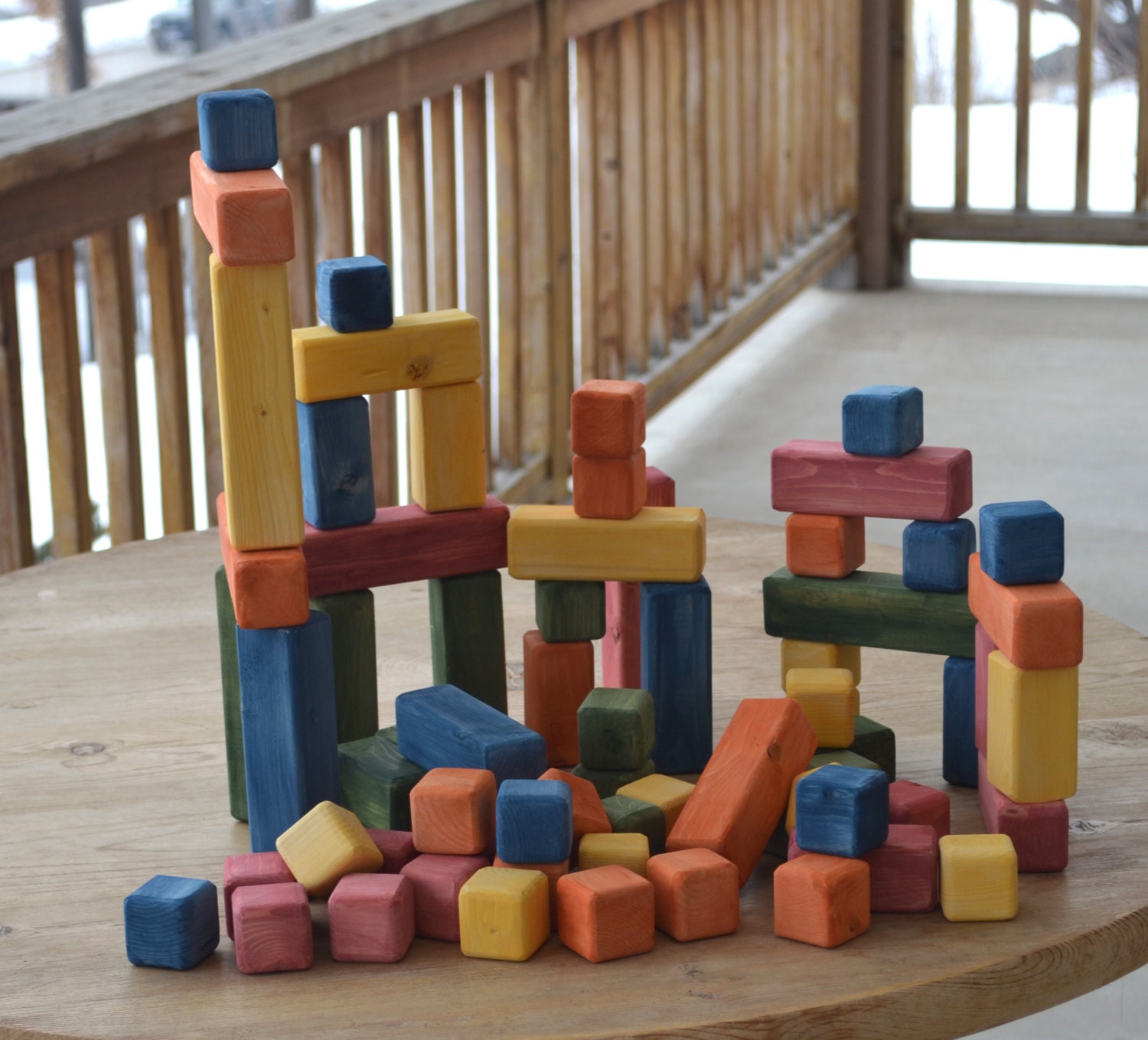 Wooden Building Blocks, Spruce, Cubes, Colors, Eco Friendly