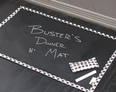 Chalk Cloth Pet Placemat with Black Gingham Border