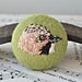 Hand Embroidered Jay Bird Button Brooch