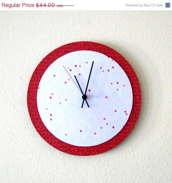 Unique Wall Clock, Valentine Red,  Decor and Housewares, Home and Living, Home Decor, Wall Decor, Unique Clock - Shannybeebo