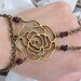 Rose Slave Bracelet Ring, Filigree, Rose, Flower, Floral, Red, Garnet, Gemstone, Beaded Bracelet Ring. Custom Sized Slave Bracelet