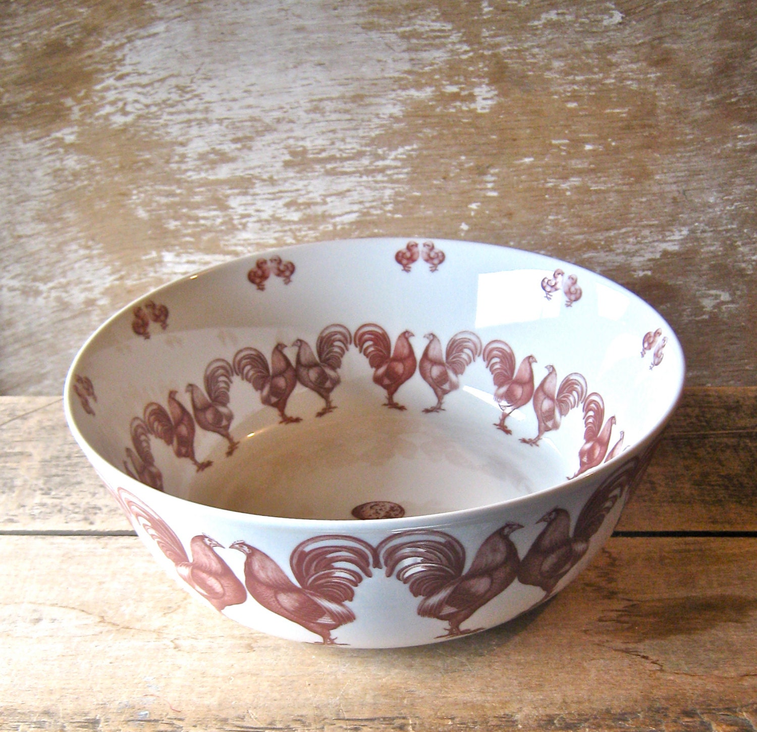 Rooster and Chick Serving Bowl, Large Serving  Dish, Mixing Bowl, Foodie Gift, Ready to Ship