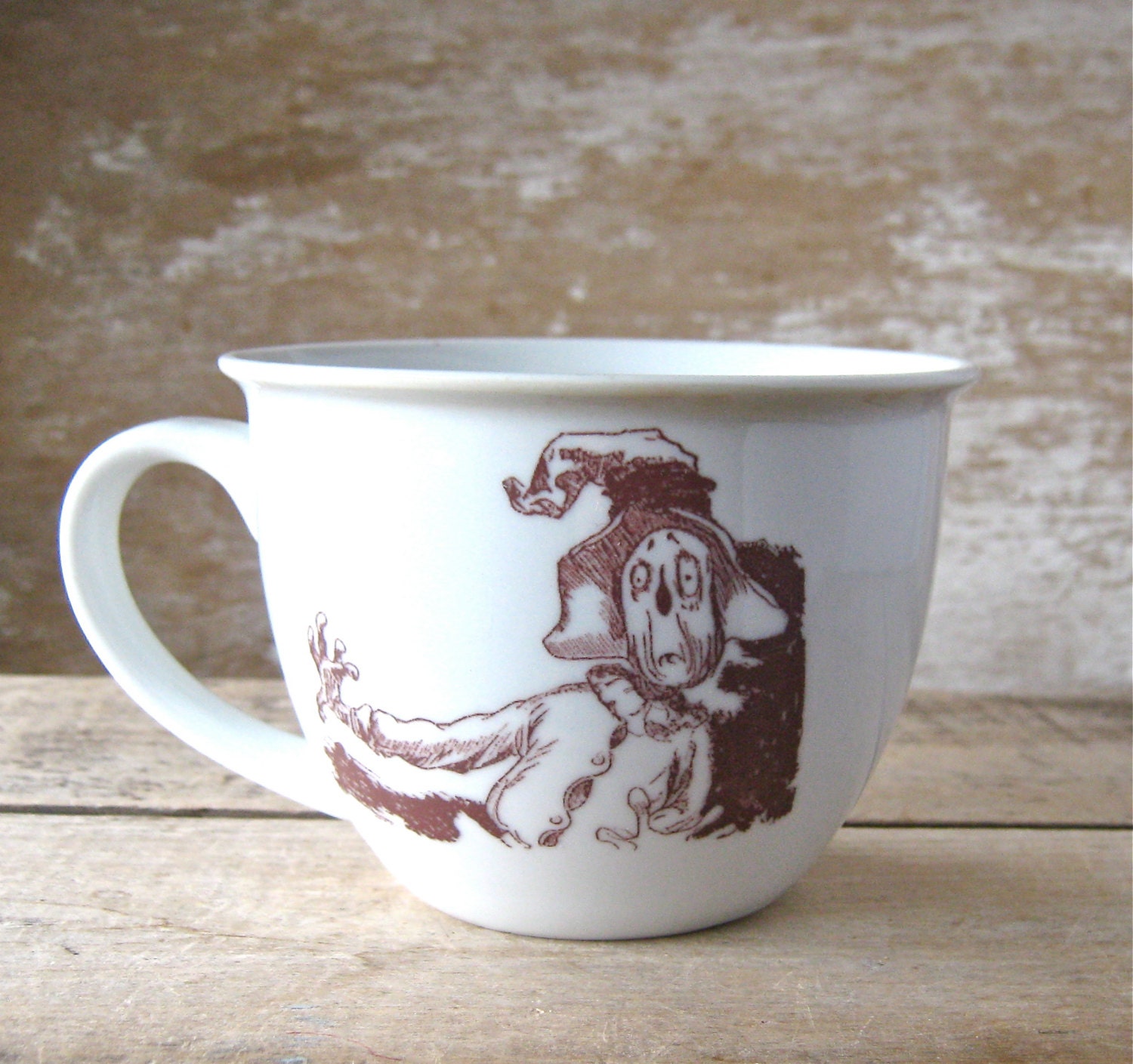 Mug with Scarecrow of Oz, 14 oz Porcelain Coffee Cup, Teacup style Tea Cup, Left Handed, Wizard of Oz Character, Ready to Ship