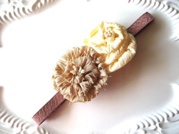 Floral Headband Elastic Headband Rosettes