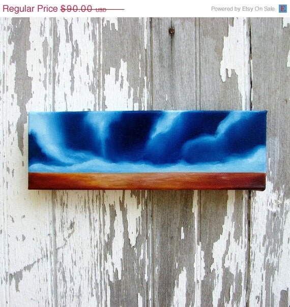 SALE 20% OFF Indigo Landscape original oil painting wall art southwest abstract rustic colors home decor - Latitude series eleven