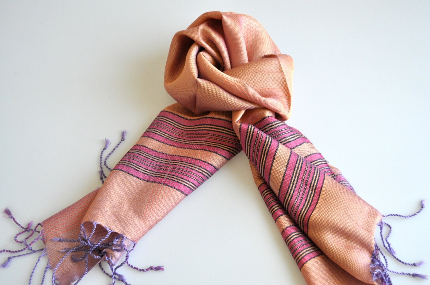 Handwoven Ida Silk Shawl - Orange