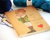Knitters Notebook Moleskine - Cardigan girl - hand drawn and painted