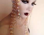 Sale READY TO SHIP Iridescent Goddess Genuine Crystal Princess headdress headpiece rhinestone jewelry fantasy tribal gypsy layered chain
