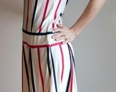 SALE vintage 1960s nautical shift dress by young henry L in ivory with red and navy stripes
