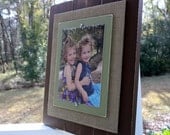 Distressed Picture Frame, Rustic 8x10 Frame,  Chocolate Brown with Burlap Mat