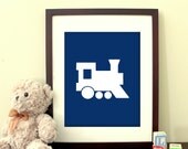 8"x10" Printable Art - "Train" in Navy - Children/Nursery Art - Available as an Instant Download