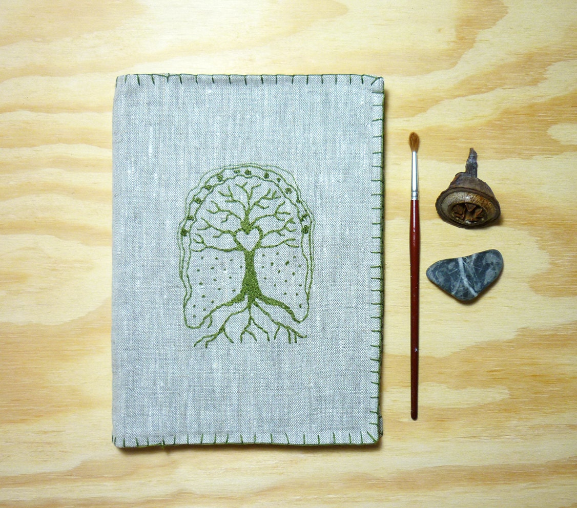 Artist journal - Linen hand embroidered journal cover