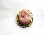Victorian Pink Cameo Brooch Antique Vintage Wedding Jewelry