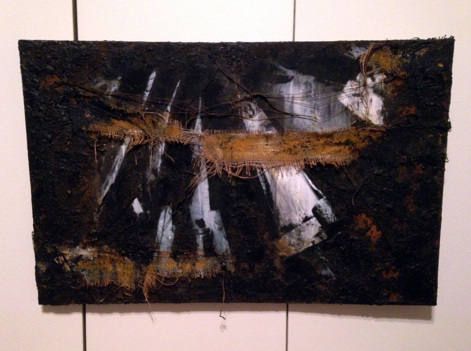 Turbine No. 2 Abstract Multiple Layer Mixed Media Textured Painting with 3D Elements.