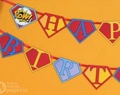 Superhero Birthday Party - DIY PRINTABLE Happy Birthday Banner - Instant Download - design by venspaperie - PS825CA1e