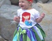Fabric Tutu, UNDER THE SEA, Little Mermaid, Ariel, Shabby Chic Tutu, Halloween Costume, Photo Prop, Childrens Toddler Infant Tutu, Birthday