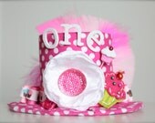Cupcakes and Polka Dots - First Birthday - Mini Top Hat Headband (or fascinator) - Perfect Party Photo Prop