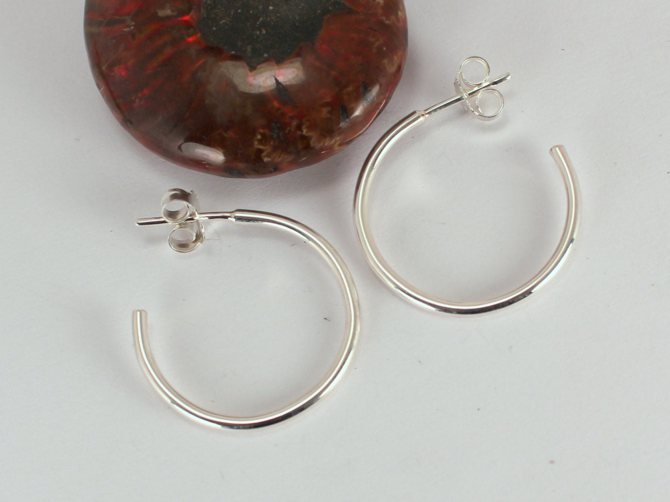 MADE TO ORDER - Small Polished Hoops with Posts - Sterling Silver