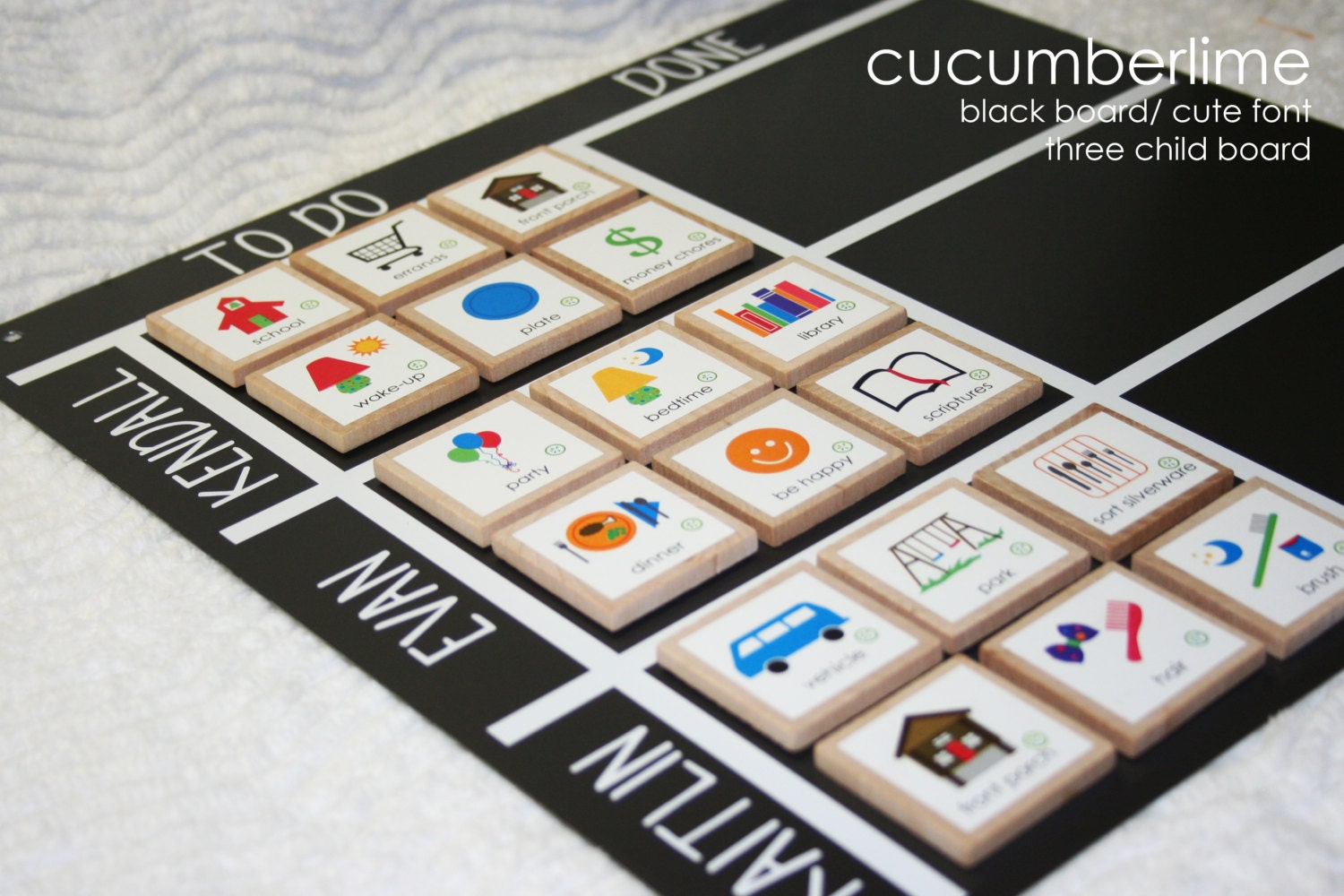 3 Children/ Black Personalized Chore Chart