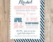 Vintage Nautical Scalloped Bridal Shower Invitation Printable Invite OR Printed Card