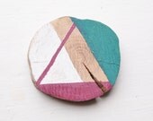 Claret and Emerald Brooch - Painted Branch, Woodland, Geometric Jewellery
