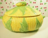 1980s Ceramic Corn Tureen/Vintage Handmade