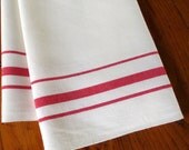 Vintage Linen Dish Towel Red Stripe Kendall