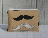 Zipper pouch, mustaches