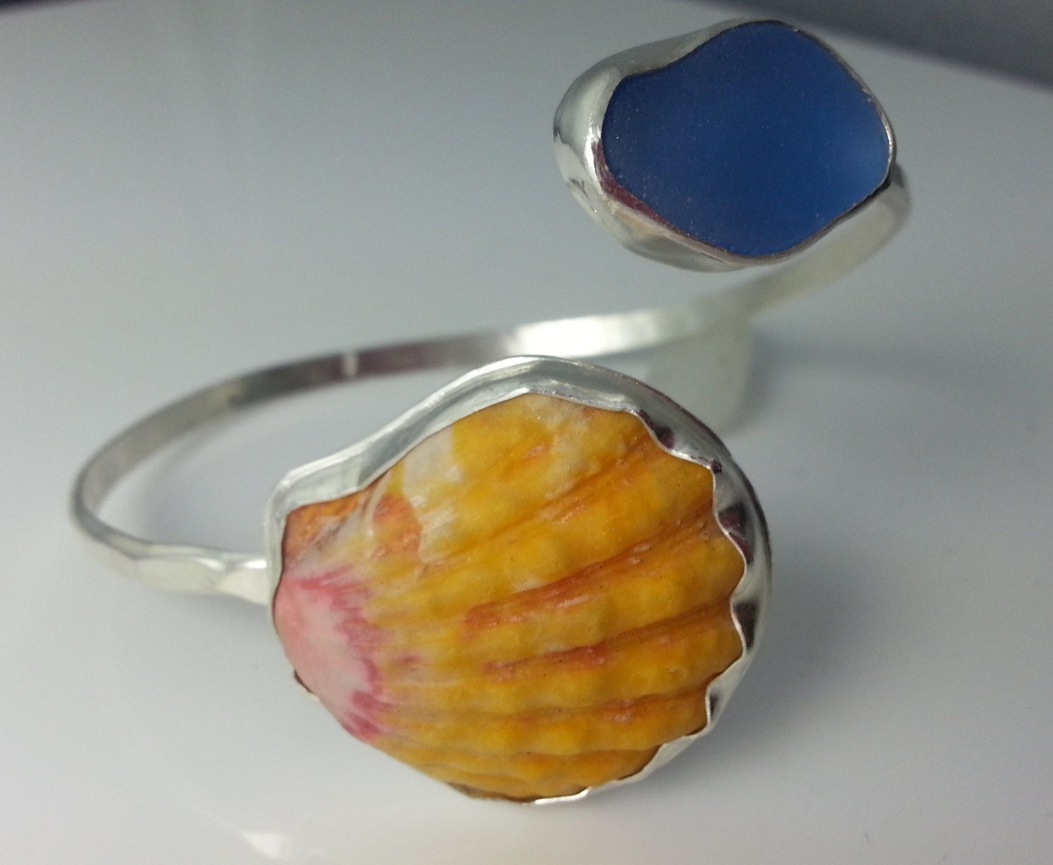 Sunrise Shell Bracelet, Sea Glass Bracelet, Sterling SIlver, Cuff, Island Jewelry, Sunrise Shell, Shell