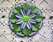 Customizable Origami Greeting Card - Round Green and Purple Dahlia Fold