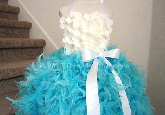 Feather Dress - Feather Tutu Dress - Tiffany Blue Tutu Dress - Tiffany and Co Dress - Tiffany dress - Hydrangea Tutu Dress