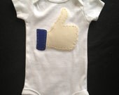 Thumbs Up "Like" Applique on White Bodysuit