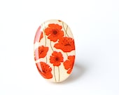 Red poppy statement Ring Spring jewelry wood jewelry bridesmaid gift Starlight Woods wood ring modern jewelry eco friendly