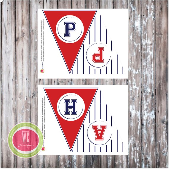 BASEBALL " Happy Birthday" BANNER - Baseball Party Printables - Instant Download - Designs by WC Designs Il_570xn