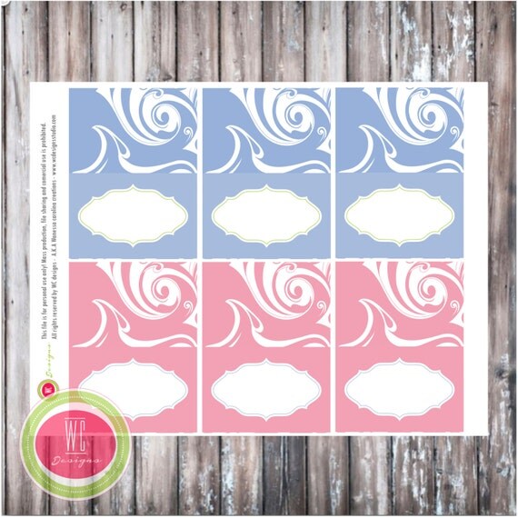 MERMAID Blank tented cards - Under the Sea Place cards - Instant Download - by WC Designs Il_570xn