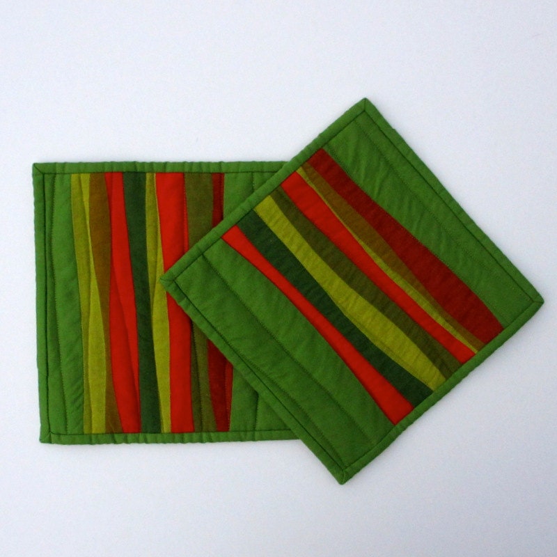 Modern Pot Holders, Green Potholders, Hot Pad, Green