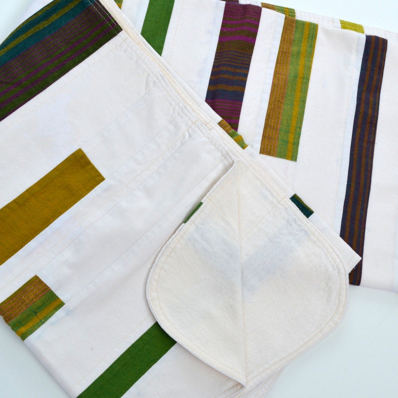 Modern Green Baby Blanket, Receiving Blanket, Stripes With A Twist