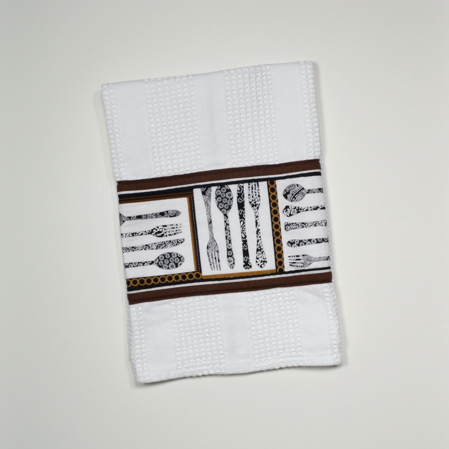 Mod Kitchen Towel, Waffle Weave Dish Towel, Retro Utensil Towel