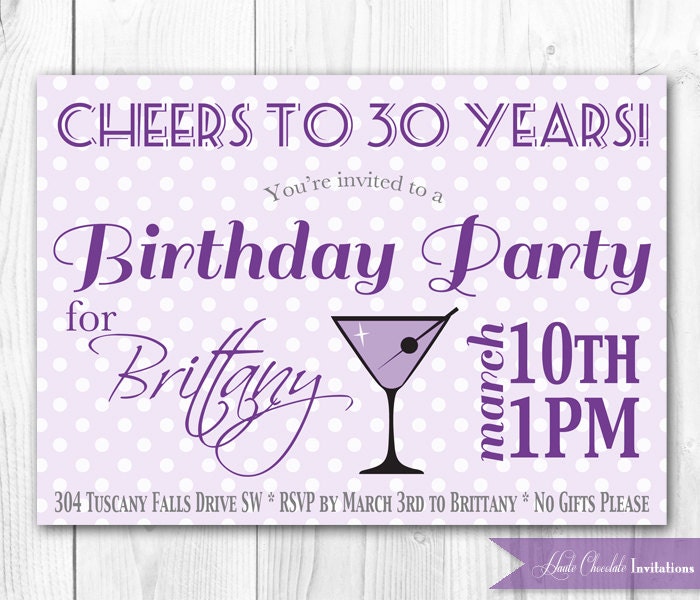 Retro Chic Birthday Invitation. 30th Birthday Invitation. DIY Printable Birthday Party Invite. Il_570xn